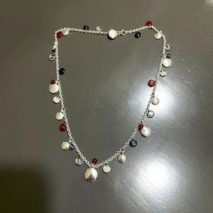 Tommy Hilfiger red white blue charm necklace on silver tones
